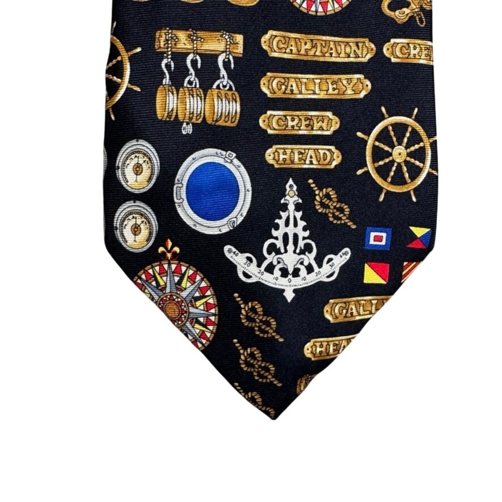 Mark Fore & Strike Alynn Neckwear Mens Silk Nautical Ship Anchor Tie Black USA